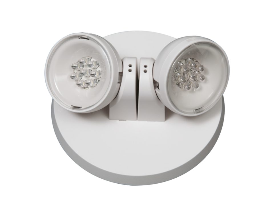SURE LITES APWR2 REMOTE HEADS LED EMERGENCY HEADS, TWO HEADS, WHITE HOUSING, WET LOCATION LISTED