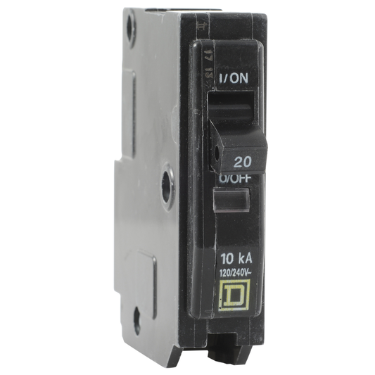 Mini circuit breaker, QO, 20A, 1 pole, 120/240VAC, 10kA, plug in mount