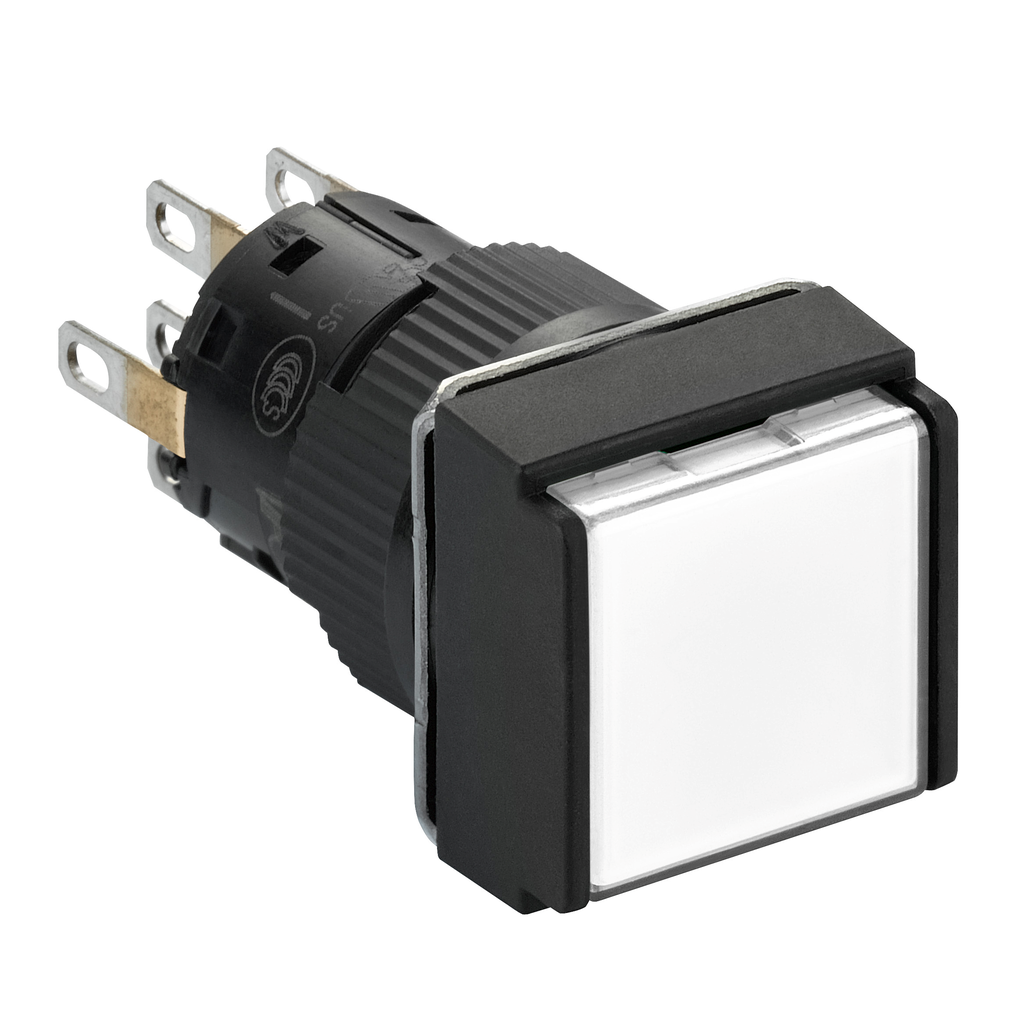 Illuminated monolithic push button, Harmony XB6E, square white flush ...