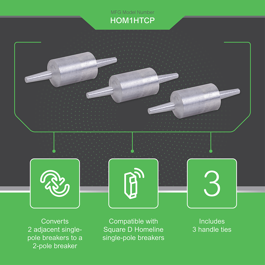 Mini circuit breaker accessory, Homeline, handle tie, 120/240VAC, ties two 1 pole circuit breakers