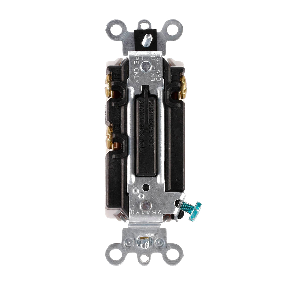 15 Amp, 120/277 Volt, Decora Plus Rocker Double-Throw Ctr-OFF Momentary Contact Single-Pole AC Quiet Switch, Commercial Spec Grade, Self Grounding, Back & Side Wired