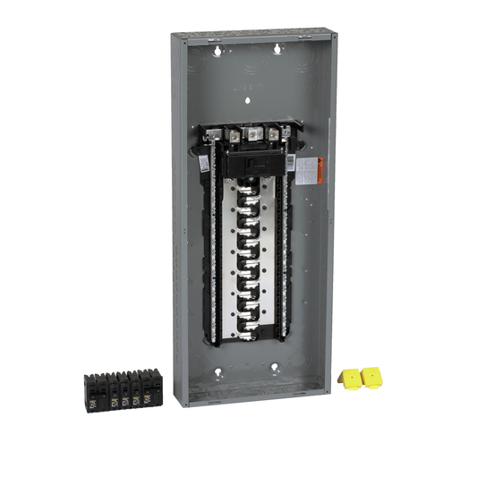 Load center, Homeline, 1 phase, 30 spaces, 60 circuits, 150A convertible main breaker, PoN, NEMA1, value pack