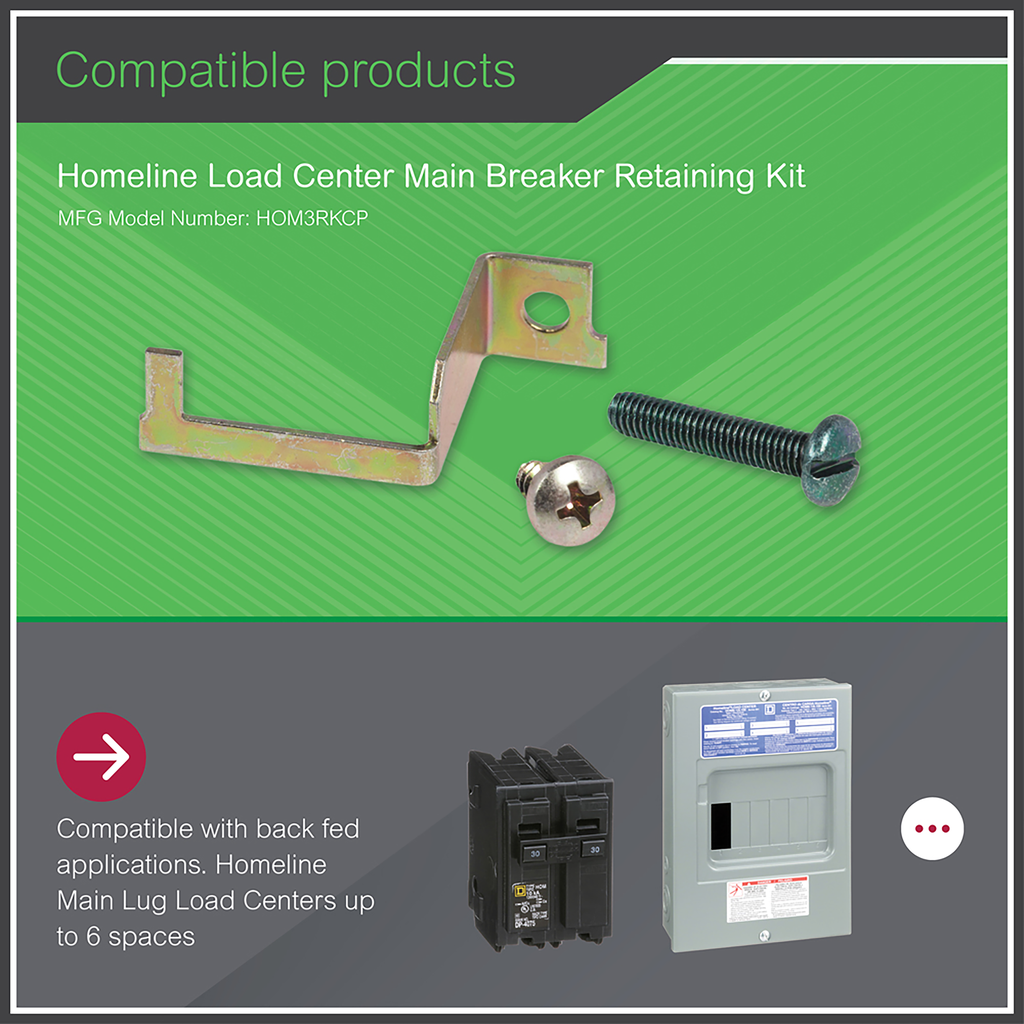 Load center accessory, Homeline, circuit breaker retaining kit