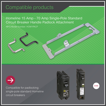 Mini circuit breaker accessory, Homeline, handle padlock attachment, 1 pole std breaker, on/off lock