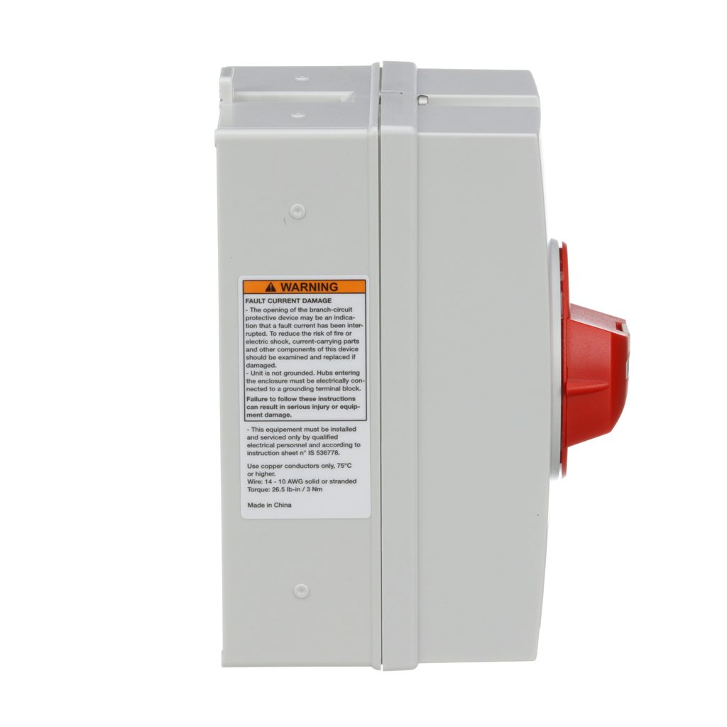 Motor disconnect switch, 3P, 30A, NEMA 1, 3, 3R, 4, 4X and 12 enclosure