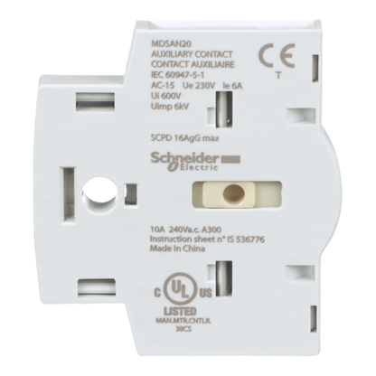 MD motor disconnect switch, auxiliary contact module, 2 NO