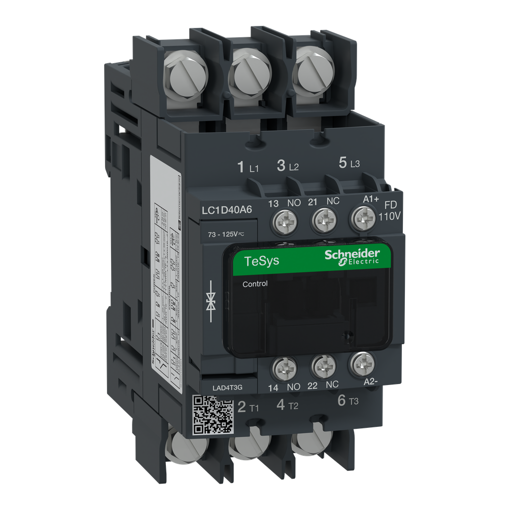Tesys Contactor Background IEC contactor, TeSys Deca, nonreversing, 40A, 30HP at 480VAC, 3 phase ...