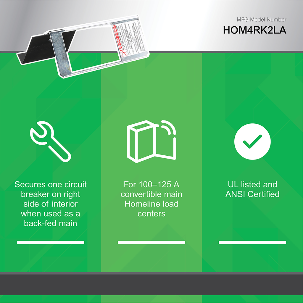 Load center accessory, Homeline, circuit breaker retaining kit, 125A
