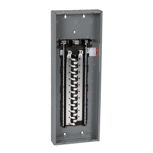 Load center, Homeline, 1 phase, 42 spaces, 84 circuits, 225A convertible main lugs, PoN, NEMA1, gnd bar, combo cover