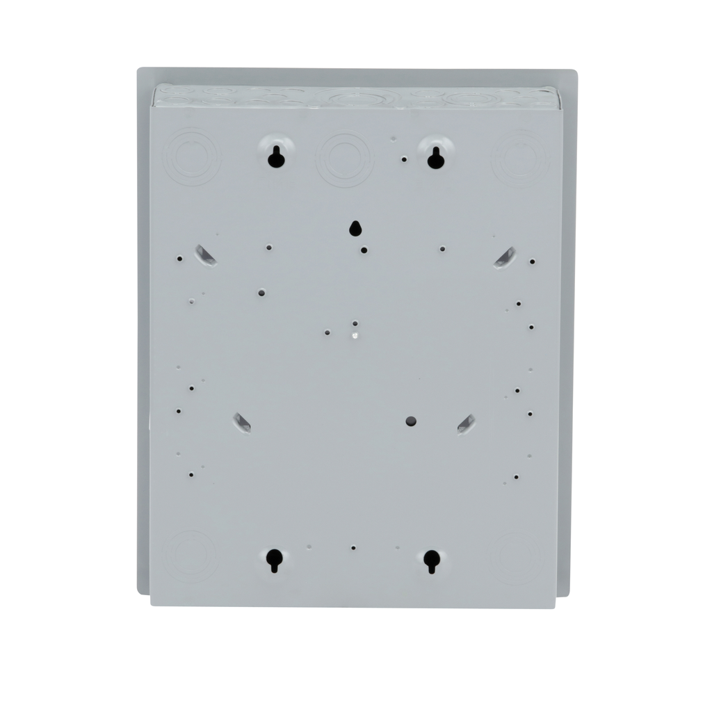 Load center, Homeline, 1 phase, 8 spaces, 16 circuits, 125A convertible main lugs, PoN, NEMA1, gnd bar, combo cover
