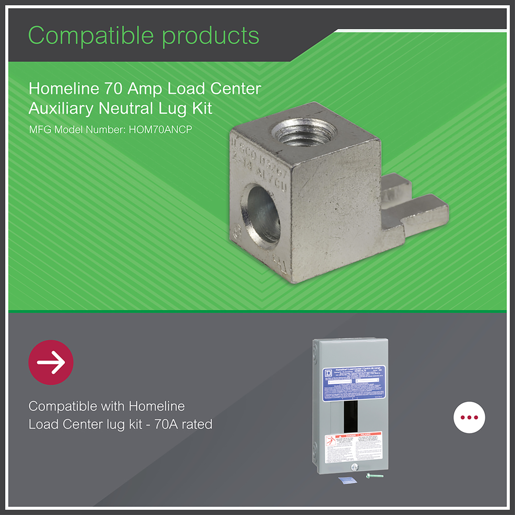 Load center accessory, Homeline, lug kit, neutral, 70A