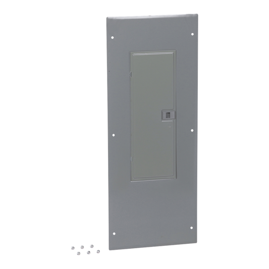 Replacement cover, Homeline, for 30 space load center, flush, extra long, gray