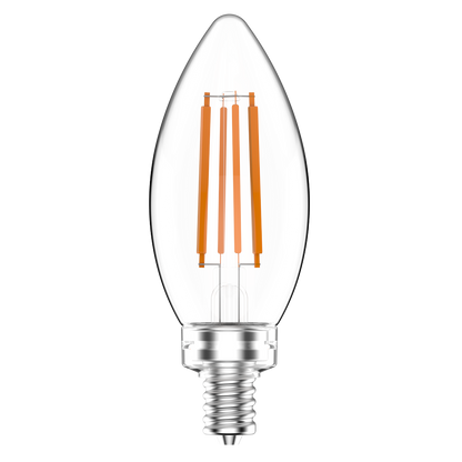 Decorative, 500 Lumens, B11, 5W, Base E12, 90CRI 4000K, Filament, Clear