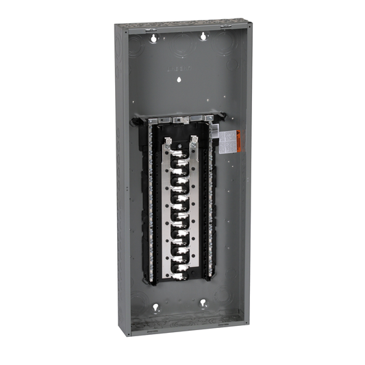 Load center, Homeline, 1 phase, 30 spaces, 60 circuits, 125A convertible main lugs, PoN, NEMA1, combo cover