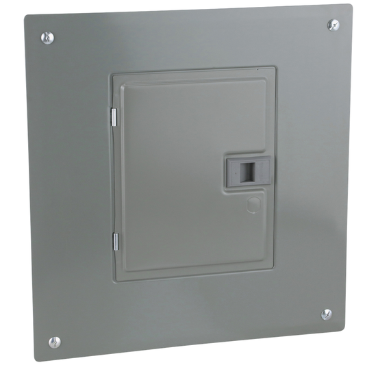 Load center, Homeline, 1 phase, 8 spaces, 16 circuits, 100A convertible main breaker, PoN, NEMA1, combo cover