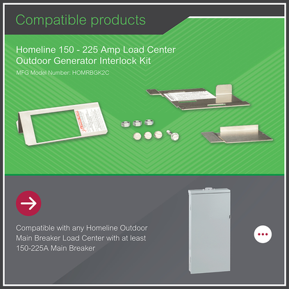 Load center accessory, Homeline, interlock kit, generator circuit breaker, high amp, outdoor, consumer pack