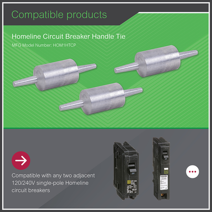 Mini circuit breaker accessory, Homeline, handle tie, 120/240VAC, ties two 1 pole circuit breakers