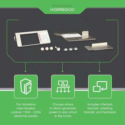 Load center accessory, Homeline, interlock kit, generator circuit breaker, high amp, outdoor, consumer pack