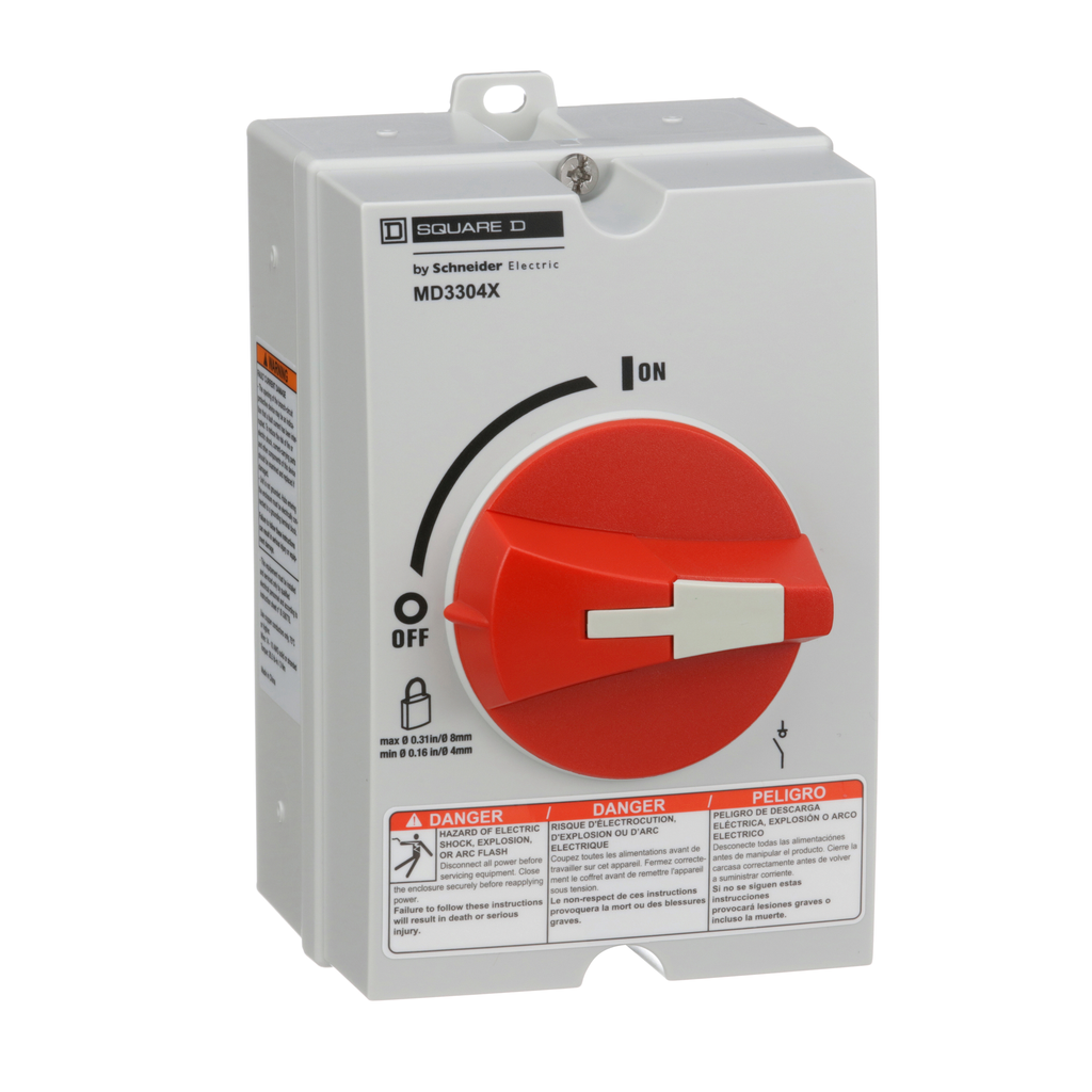 Motor disconnect switch, 3P, 30A, NEMA 1, 3, 3R, 4, 4X and 12 enclosure